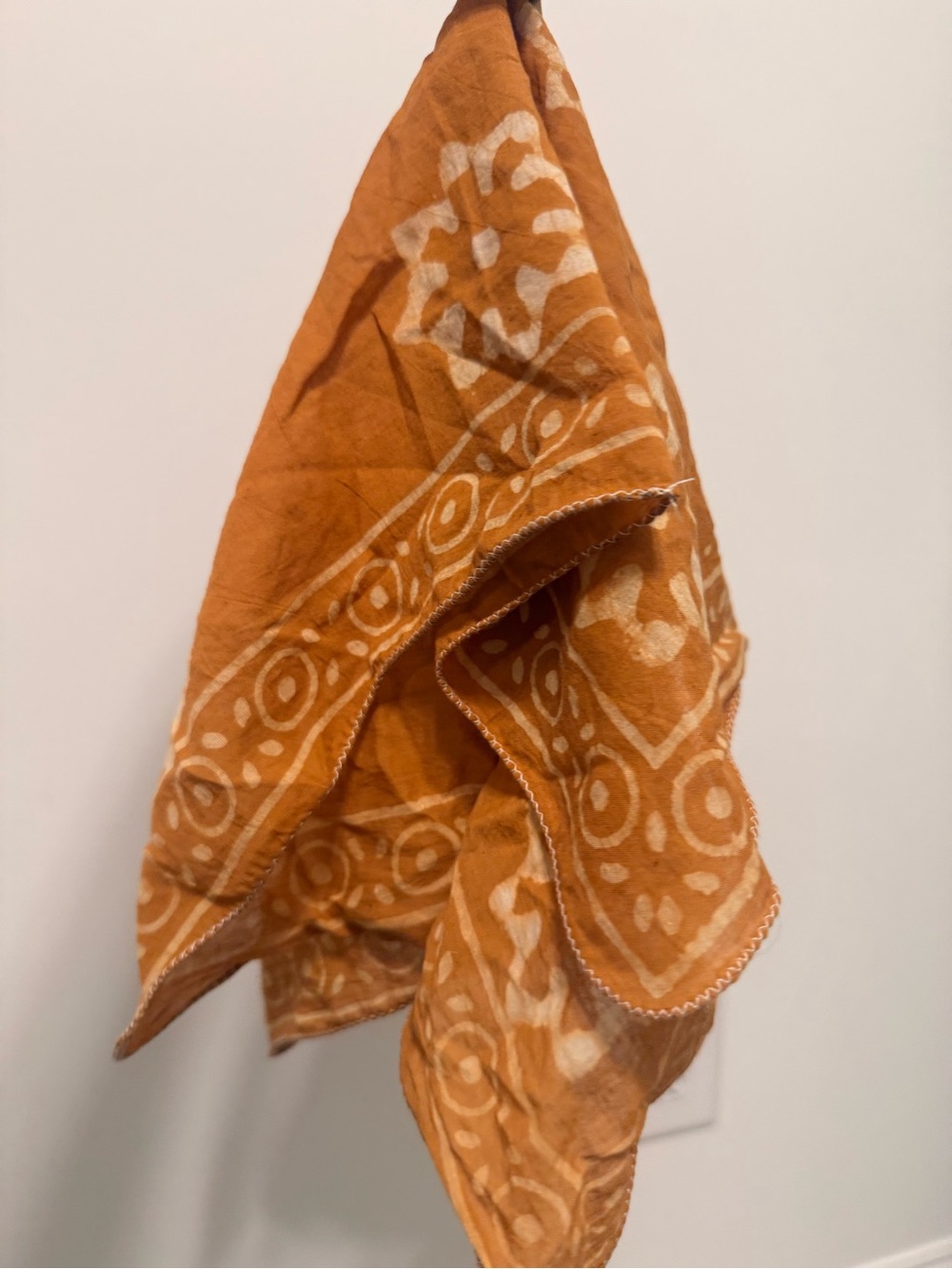 Rust Orange Patterned Cotton Bandana - Unbranded